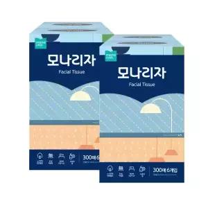 모나리자 미용티슈 300매 6입 2개 총12개 각티슈