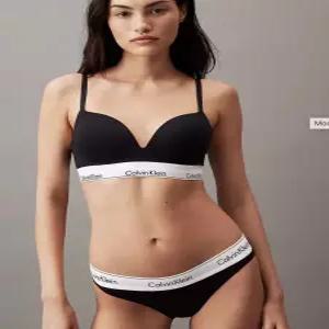 캘빈클라인 언더웨어 모던 코튼 AF 플런지 푸쉬업 브라 QF7623 + 팬티 F3787 세트 여성 블랙