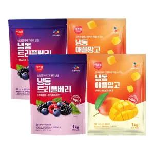 [롯데백화점]CJ프레시웨이 이츠웰 냉동트리플베리(블루베리+블랙베리+라즈베리)1kgx2+애플망고1kgx2