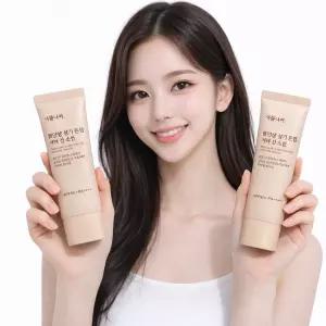 식물나라 뽀얀쌀 생기 톤업 수분 선크림 100mL x 2개, SPF50+ PA++++
