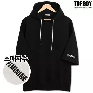 [탑보이] 자수 오버핏 후드 반팔티 (ADD013)