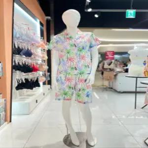 [스타필드고양] 비비안 면 100% 알로하 야자수 나염 여자 파자마 세트(WP6061B)