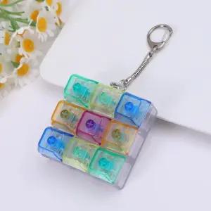 9구 LED 키캡 딸깍이 클리커 레인보우 키보드 불빛 키링