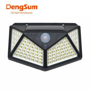 PIR 모션 센서 태양광 벽 조명, 정원 에너지 램프, 야간에도 항상 켜짐, 야외 가로등, 4 면 100LED, 3 가
