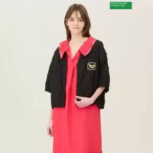 베네통 아가일 플라워 블라우스 BABL60531