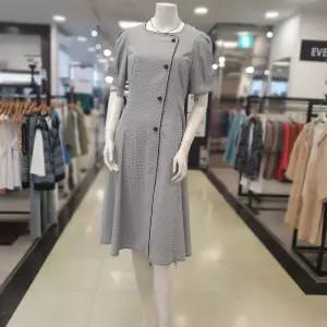 [샤트렌]여름 반팔 플레어 정장 원피스/잔체크