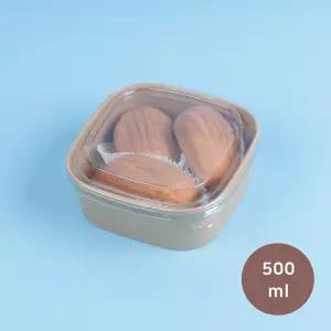 초이툴 상하이 버터떡 포장용기 50세트 정사각 크라프트미니 1호 쿠키 모찌 종이 도시락 500ml