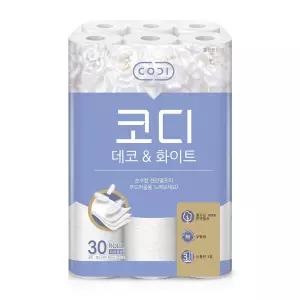 코디 데코앤화이트 30m 3겹 30롤 1팩 롤화장지 롤휴지