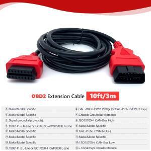 Obd2 연장 케이블 초장거리 10ft3m 16ft5m 33ft10m 16핀 obdii 남성-여성 코드 진단 확장 어댑터