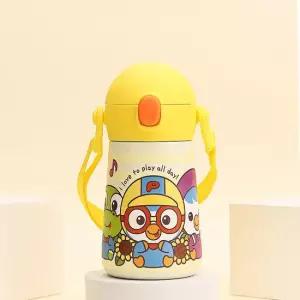 릴팡 더보틀 몰리 원터치 어깨끈 이중스텐 미니 빨대물통 뽀로로 310ml