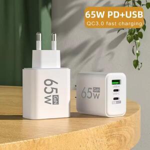 3포트 PD 65W USB 고속 충전기 타입 C 휴대폰 급속 어댑터 아이폰  샤오미 원플러스용 벽면