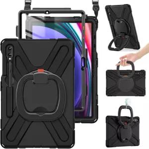 삼성 갤럭시 탭 S10+/S9 FE+/S9 플러스 12.4인치 화면 보호기가 있는 헤비 듀티 실리콘 케이스 S 펜 홀더