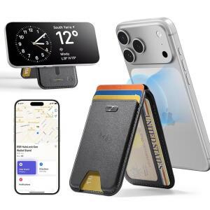풀 파인드 마이 기능이 있는 MAGSAFE 지갑용 ESR GEO 5개의 카드 홀더 RFID 차단 조절 가능한 스탠드 폰 17E /17 /16 /15 /14 /13 /12 시리즈용 마그네틱 지갑 13 미니용 제외 블랙