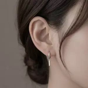 [라일리쥬얼리] Rly 원터치 드롭 링 귀걸이 실버 스틱 이어링 데일리