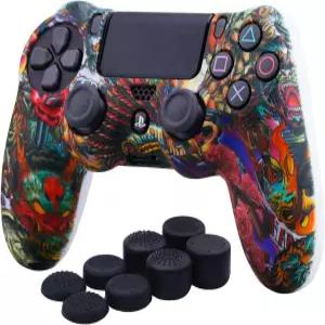 소니 PS4/슬림/프로 듀얼쇼크 4 컨트롤러 x 1 비스트 엄지 그립 포함 YoRHa 워터 트랜스퍼 프린팅 위장