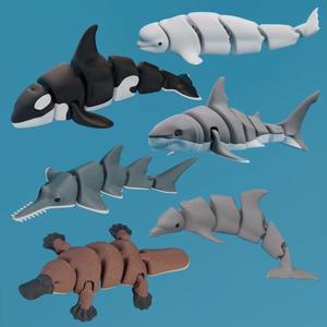 3D 프린팅 관절형 상어 장난감 사무실 스트레스 해소용