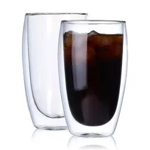 무무 더블 글라스 커피잔 450ml 이중 샷잔 보온보냉 내열 유리컵 N939