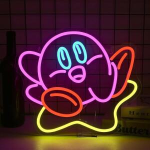 RXXXQ 귀여운 커비 네온사인 디밍블 일본 LED 벽면 장식용 USB 전원 게이밍 침실 게임룸 장식 게이머 팬 생일 선물
