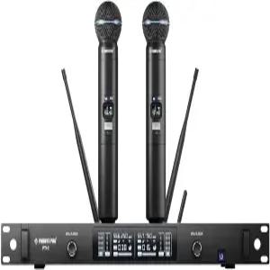 Phenyx Pro UHF 스마트 무선 마이크 시스템 듀얼 자동 스캔 및 동기화 기능 포함 어댑티브 RF 전원 토크백