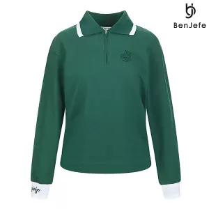 [하프클럽/벤제프]여성 소매로고배색 반집업티셔츠 BO1QWTS502