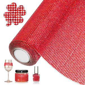Locacrystal 81000Pcs 블링 라인스톤 시트 롤 셀프 접착식 매끄러운 글리터 크리스탈 스티커 DIY 가구 홈데코 아이언온 랩 의류 선물용 (빨간색 15.8