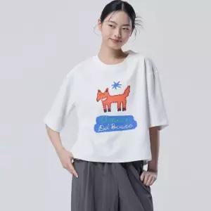 Online Exclusive 폭스 프린팅 반팔 티셔츠_BATSE7631WH 428513 베네통