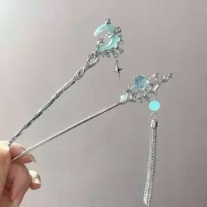메탈 올림머리 비녀 초승달 별 태슬 은색 머리핀 5종 비녀 헤어비녀 올림머리비녀