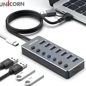 usb 허브 7 포트 usb 허브 고속 개별 7 포트 데스크탑 노트북 컴퓨터