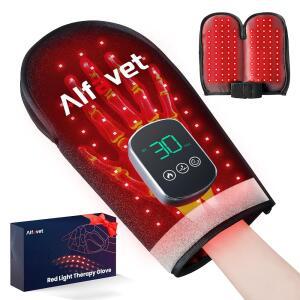 알파벳 무선 레드 라이트 테라피 장갑, 5000mAh 충전식 양면 112 LED, 660nm 및 850nm(블랙)로 손 손가락 손목 관절 효과 제공
