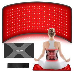 신체용 크레이지테크 레드 라이트 테라피 매트, 240개의 LED, 660nm 빨간색 및 850nm 근적외선, 48W 고출력 백어깨 무릎 반려견용 24