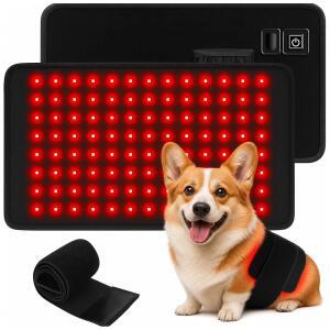반려견용 레드 라이트 테라피 벨트 - 16 8 크기의 반려동물 패드, 120개의 LED 660nm 및 850nm 적외선 조명, 등, 엉덩이, 관절, 배, 다리, 무릎, 허벅지를 위한 웨어러블 반려견