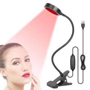 GREENIC LED 적색광 테라피 램프, 660nm 850nm 소형 휴대용 USB 근적외선 장치, 얼굴, 신체, 목, 피부, 발, 무릎, 손, 등, 어깨, 다리용 구스넥 및 클램프 포함 가정용 장치