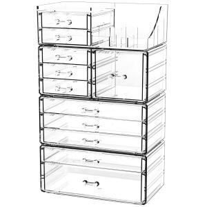 Acrylic Clear Makeup Organizer Countertop Stackable Skincare for Vanity With 11 Drawer Large Plastic Desk Accessories Organization Bathroom Cosmetic Beauty Skin Care