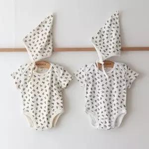 [키즈켈리]곰패턴 보넷 슈트 / 아기옷 신생아옷 바디슈트 바디수트