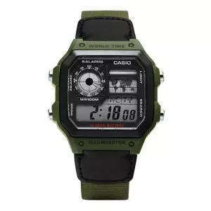 카시오 MUST IT_남성 Digital Square Sports 군인 우레탄 손목 시계AE 1200WHB 3BVDF