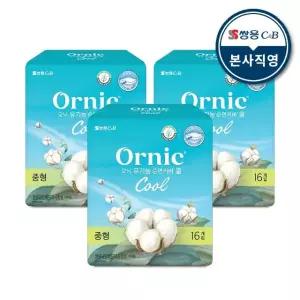 오닉 유기농 순면커버 쿨 생리대 중형 16p 3팩