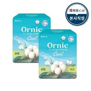 오닉 유기농 순면커버 쿨 생리대 중형 16p 2팩