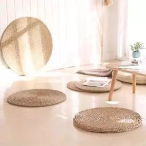 원형 라탄 방석 스툴 왕골 짚 여름 카페 인테리어 소품