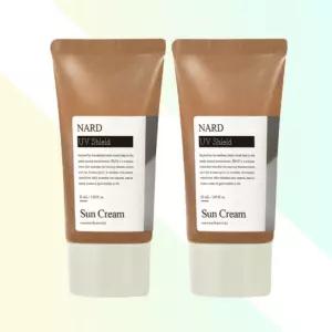 나드 유브이 쉴드 선크림 50ml SPF 50+ 2개 자외선차단 데일리선케어 피부보호 촉촉한발림 야외활동