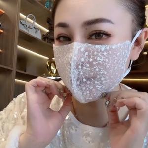 초박형 자외선 차단 레이스 마스크 여성용 스타일 고급스러운 디자인 메쉬 마스크 성인용 통기성 보호 마스