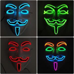 뜨거운 할로윈 레이브 빛나는 영화 테마 마스크 LED 라이트 익명 마스크 V Vendetta 코스프레 파티 빛나는