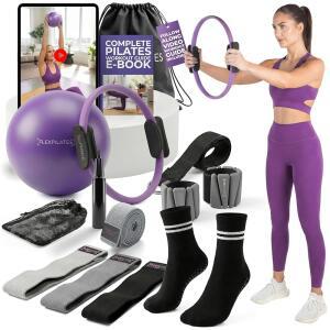 FlexPilates Pilates Ring Kit with Video Workout Guide Studio Grade Anti-Deformation Ankle Weights for Women Equipment Set Beginner Essentials