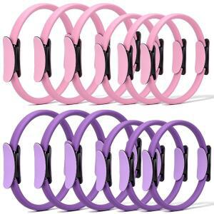 Motionchic 12 Pcs Pilates Rings 14 Inch and Exercise Ring Magic Circle Yoga Lightweight Flexible Workout for Fitness Training Physical Therapy Full-Body Toning Shaping