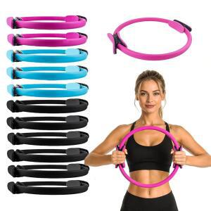 12 Pack Pilates Ring Set - 15 Inch Magic Circle Bulk Yoga Fitness Rings for Full Body Toning Core Workout and Postpartum Recovery Portable Lightweight Resistance (6 Black 3 Blue Pink)
