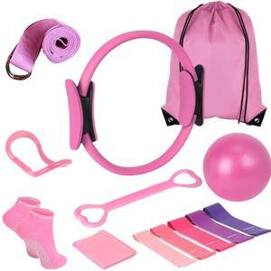 Pilates Equipment Kit for Women Home Workouts with Ring Ball Long and Resistance Bands Socks Yoga Strap Workout Guide & Carry Bag