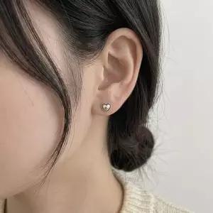 [라일리쥬얼리] Rly 여성 실버 하트 귀걸이 데일리 포인트 이어링 볼