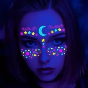 야광 할로윈 페이스 스티커 나비 페이스 타투 어린이 파티 문신-WFO2XPI