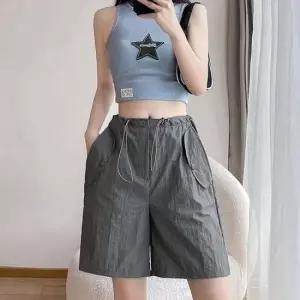 반바지 케주얼 허리밴딩 여름 여자 스트링 여행 휴가