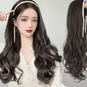 [하프클럽/]여성 반가발 반가발 웨이브 헤어밴드 긴헤어 부분