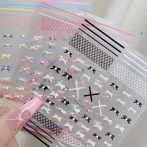 [하프클럽/]리본네일스티커 진주네일스티커 체크네일 발레네일 데코스티커